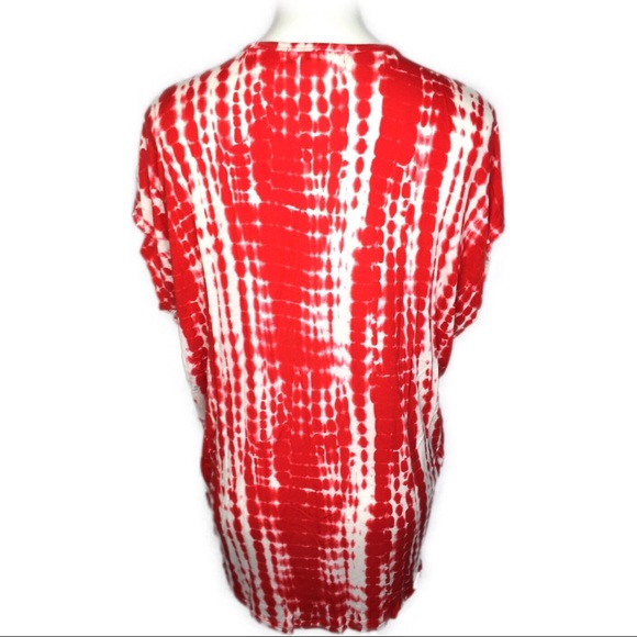 Michael Kors red white tie dye tee shirt top Large - Picture 3 of 6